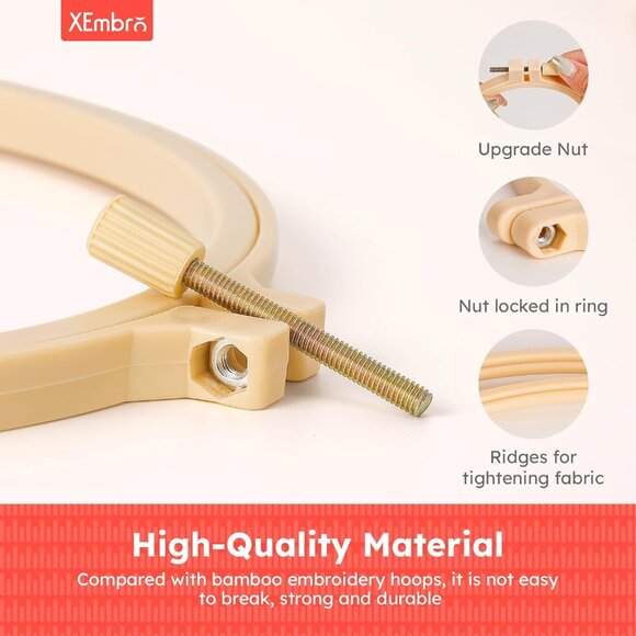 6 Pieces Embroidery Hoop 3.6 to 10.7 inches Plastic Cross Stitch Hoop with 16PCS - Picture 3 of 6